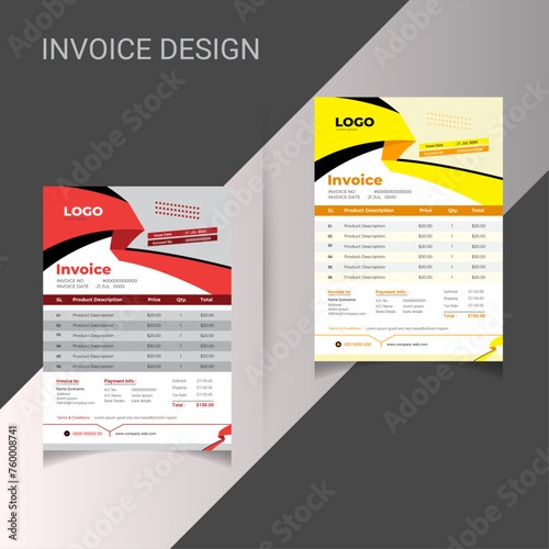 Expert Design for Invoices. Template for business invoice form. Money bills or price lists and a template for a payment agreement