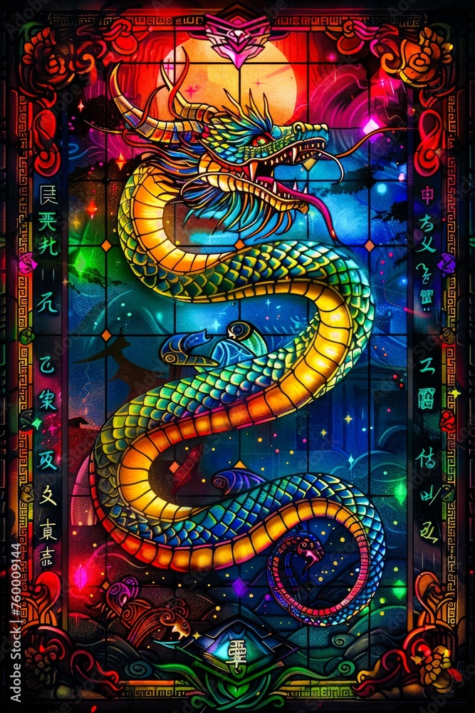 Fototapeta premium chinese style dragon, , a snake, the symbol of the year, colorful