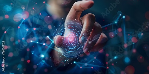 Implementing biometric fingerprint scanning for enhanced cybersecurity protection and data security. Concept Biometric security, Fingerprint scanning, Data protection, Cybersecurity