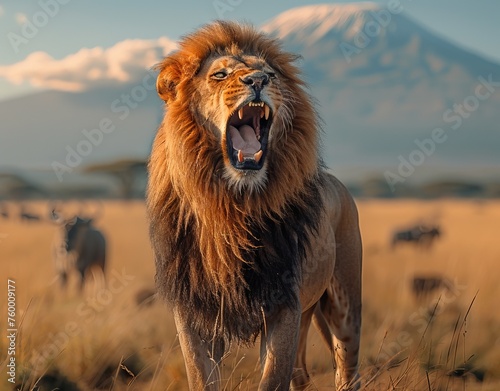 The mighty Lion roars in the wilderness.