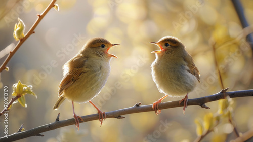 Chirping birds springtime joy © Creation