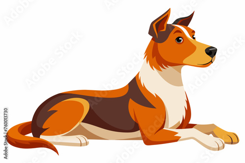 silhouette of dog laying in profile on white background