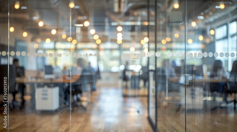 Blurred office background, wooden office floor, coworking, banner