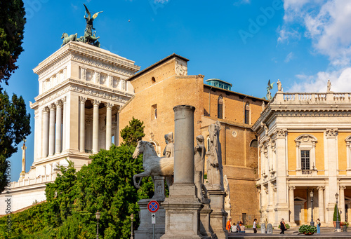 Basilica of St. Mary of Altar of Heaven on Capitoline hill and Vittoriano monument, Rome, Italy photo