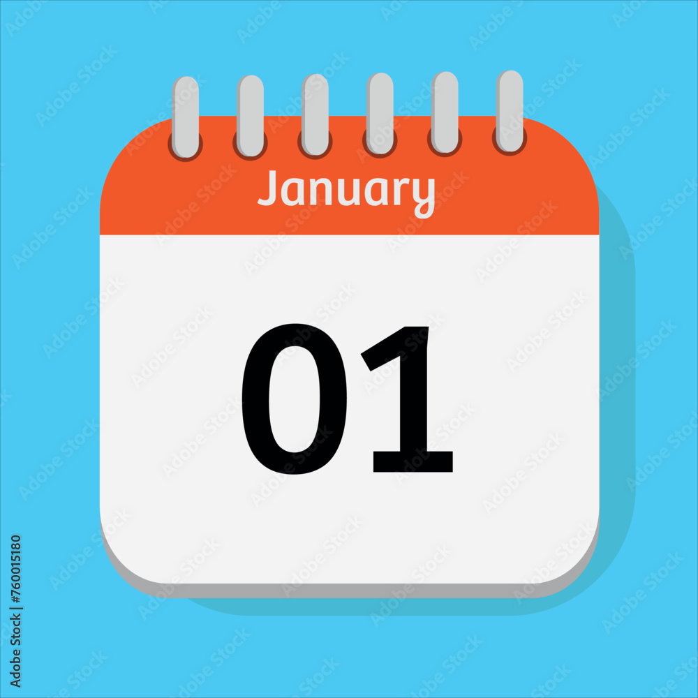 date January 1st vector red border, blue background shadow month icon design day illustration agenda. date January 1st vector red border, blue background shadow month icon design day illustration agenda.