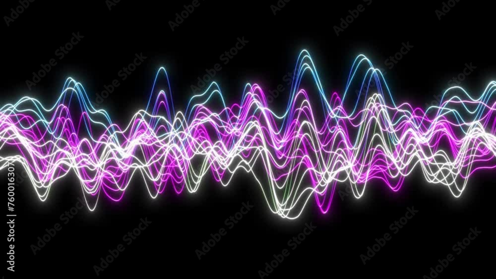 Sound Signal Randomly Fractal And Moving Animation. Digital Sound Wave Animation On Black Background, Abstract Neon Sound Wave Audio Neon Music Equalizer Animation, Digital Futuristic Colorful Neon Sound Signal Randomly Fractal And Moving Animation. Digital Sound Wave Animation On Black Background, Abstract Neon Sound Wave Audio Neon Music Equalizer Animation, Digital Futuristic Colorful Neon