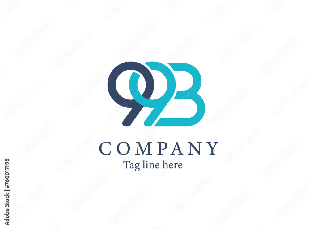Minimal logo with 99B number and letter, minimal logo, modern and bold style.
