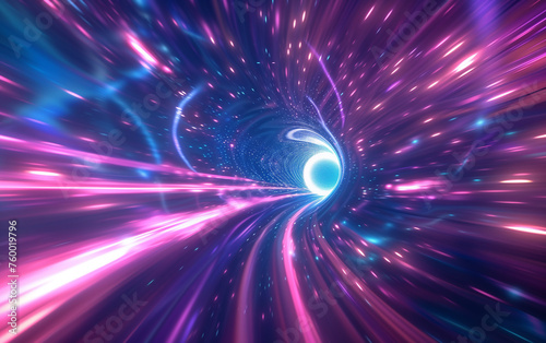 abstract futuristic retro sci-fi light speed tunnel