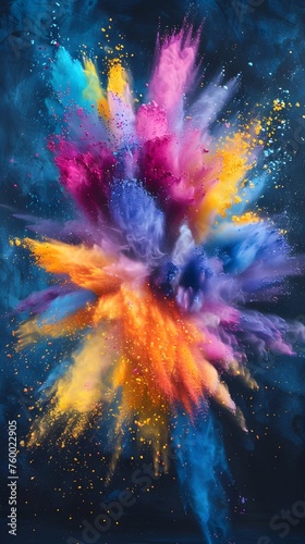 Vibrant Color Splash Explosion Illuminating Monochrome Background with Pop Art Aesthetics