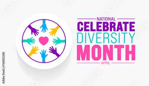 April is Celebrate Diversity Month background template. Holiday concept. use to background, banner, placard, card, and poster design template with text inscription and standard color. vector