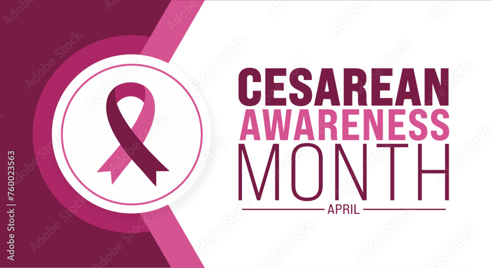 Fototapeta premium April is Cesarean Awareness Month background template. Holiday concept. use to background, banner, placard, card, and poster design template with text inscription and standard color. vector