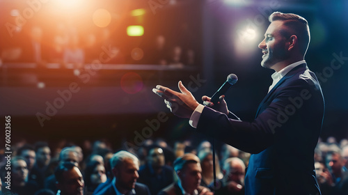 Inspiring Leadership: An Energetic Speaker Captivates a Keynote Audience