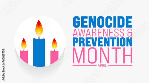 April is Genocide Awareness and Prevention Month background template. Holiday concept. use to background, banner, placard, card, and poster design template with text inscription and standard color.