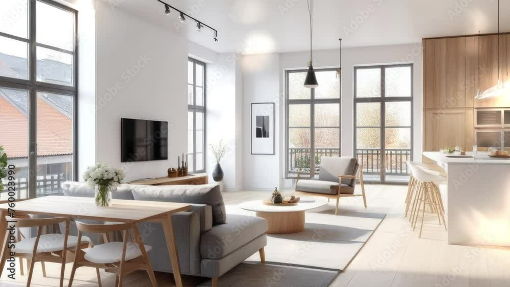 3d rendering. new modern scandinavian loft apartment. 3d rendering. new modern scandinavian loft apartment.