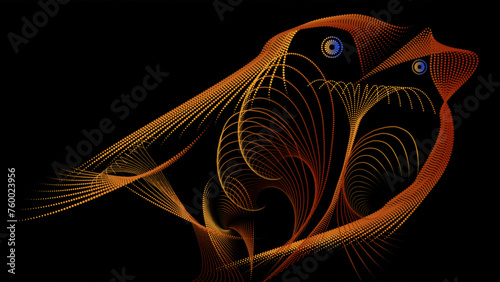 The vector dotted spiral vortex graphic is a visually interesting and complex image. use of color, movement, and text, all contribute to its overall effect. 
