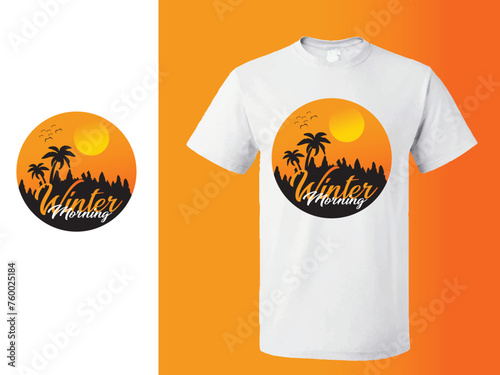 T-shirt design with typography  stylish print, vector illustration motivational t-shirt design vector.Vintage winter morning.