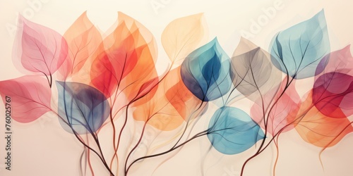 Painting of Leaves on a Wall Generative AI