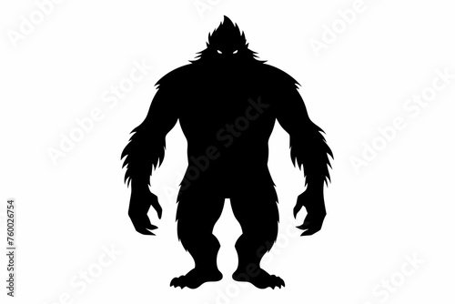 silhouette of bigfoot on white background