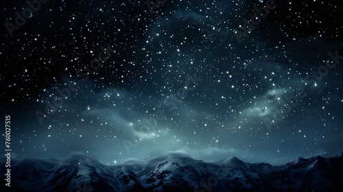 Abstract background with stars in the dark sky  it s snowing.
