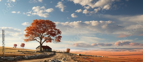 Beautiful rural view in autumn photo