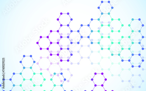 Hexagonal molecules background  molecular structure of DNA. Vector illustration