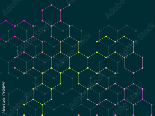 Hexagonal molecules background, molecular structure of DNA. Vector illustration