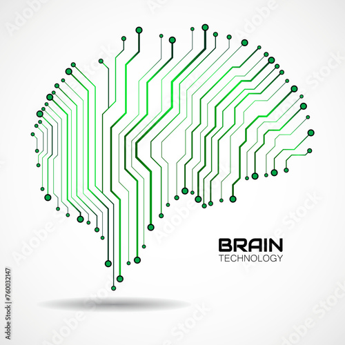 Technological brain. Circuit board. Abstract vector background