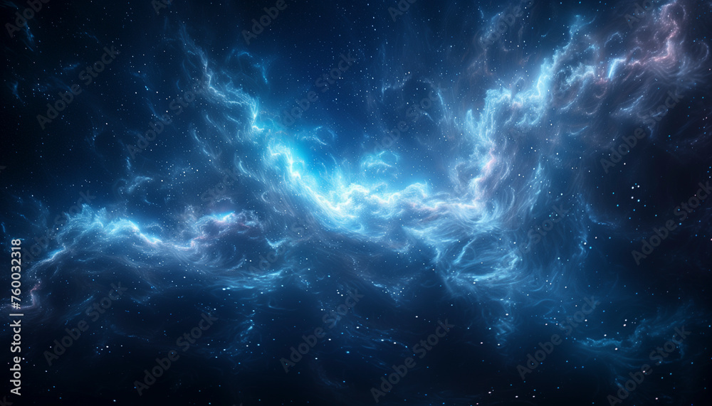 Minimalistic Abstract starfield with swirling galaxies against a sapphire canvas, evoking the vastness of space