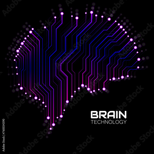 Technological brain. Circuit board. Abstract vector background