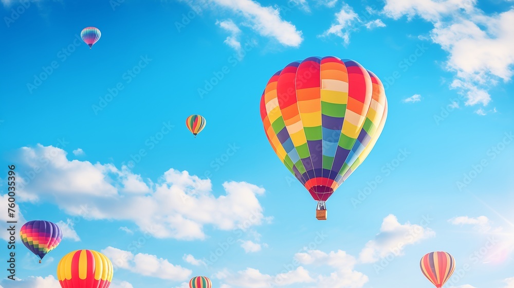 Naklejka premium Balloon Floating on Blue Sky Travel Concept.