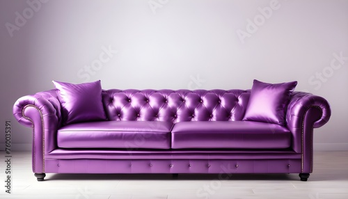 Empty purple sofa isolated on white background