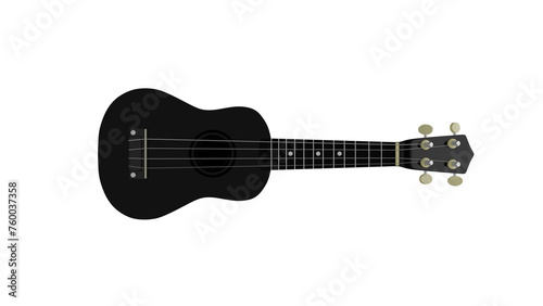 Black ukulele instrument isolated on transparent and white background. Music concept. 3D render