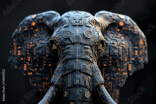 Ai elephant head. Futuristic animal nature. Generate Ai