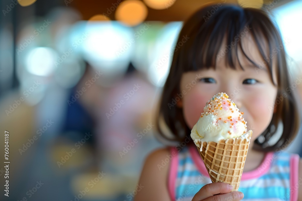 Sweet Asian baby ice cream. Tasty dessert. Generate Ai