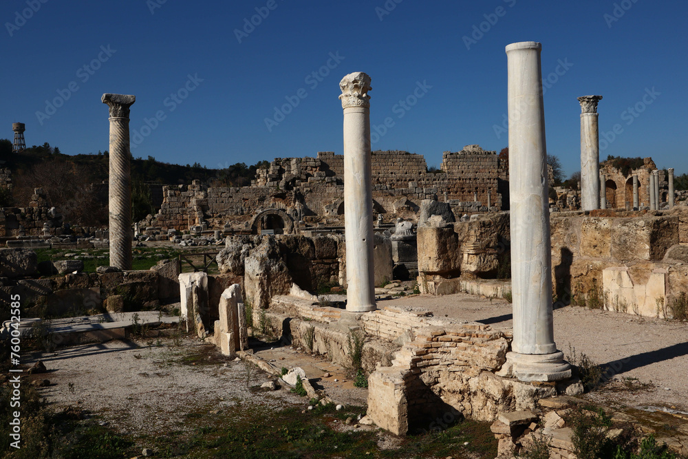 Ancient Roman ruins, columns and ornament