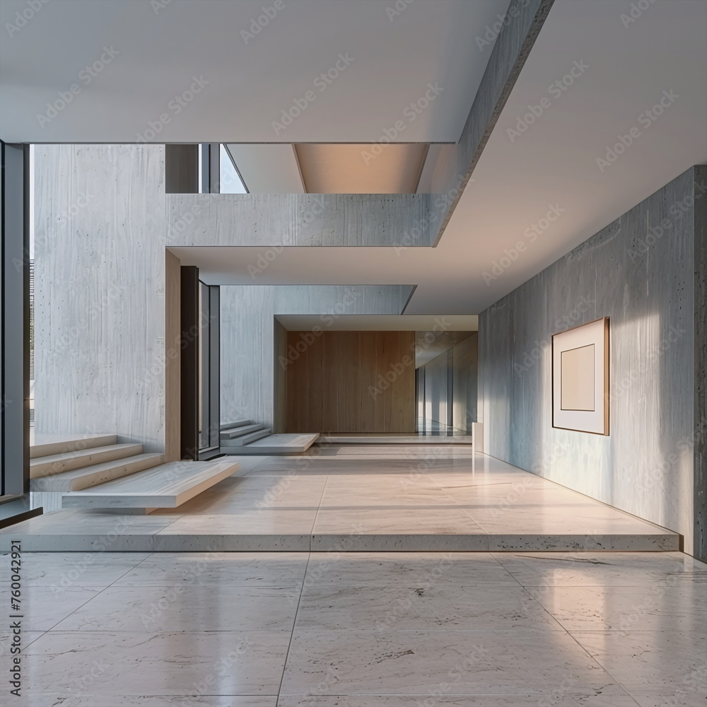 Fototapeta premium Modern and light house hall with empty walls
