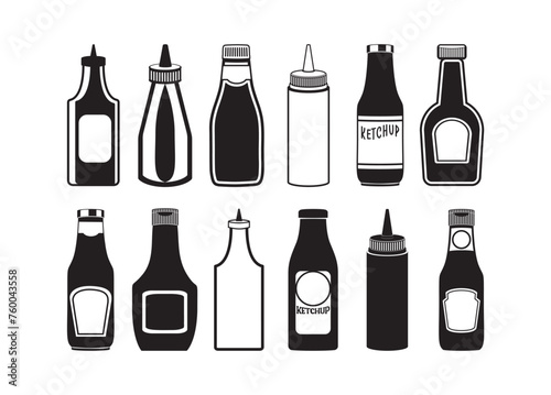 Ketchup Bottle vector bundle, Ketchup Bottle clipart, Ketchup Bottle silhouette.	