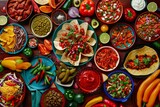 A colorful array of Mexican dishes and ingredients, celebrating the vibrant and diverse flavors of Mexico's rich culinary heritage.