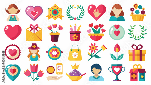 set-of-30-mothers-day-icons-set-white-background Vector illustration 