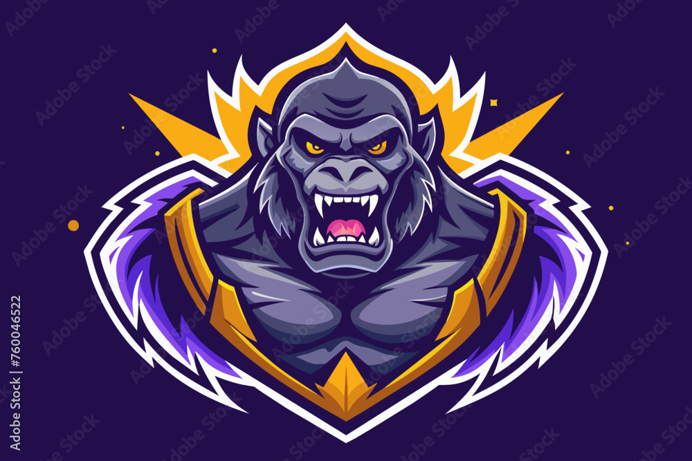 Galactic gorilla mascot logo vector art illustration