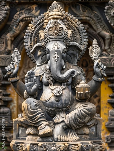 Majestic Statue of Ganesha, Revered Deity of the Hindu Pantheon
