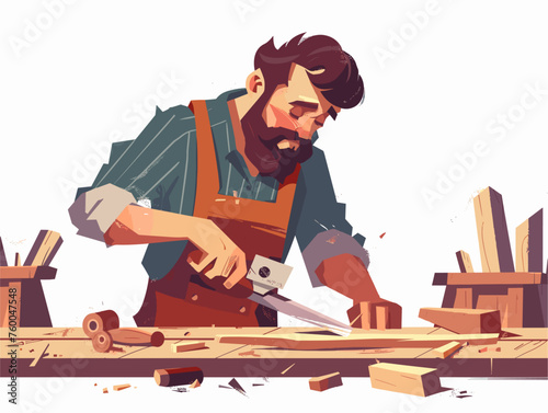  A carpenter meticulously saws and planes wood transforming raw materials into beautiful and functional pieces. 