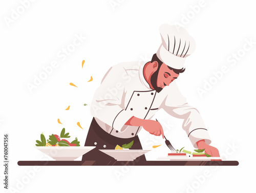  A chef carefully plates a dish the final step in creating a culinary masterpiece. 