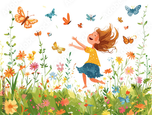  A child gleefully chases butterflies through a field of wildflowers their laughter echoing in the warm spring air. 