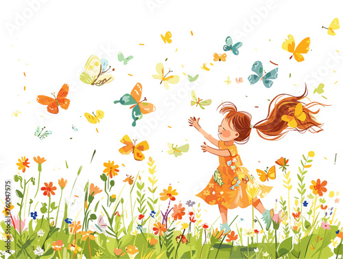  A child gleefully chases butterflies through a field of wildflowers their laughter echoing in the warm spring air. 