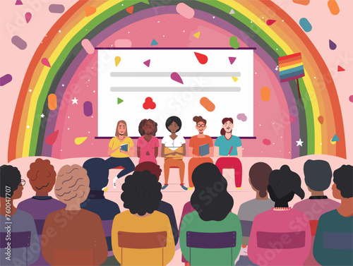  A community center hosts a film screening followed by a discussion about LGBTQ+ representation in media. 