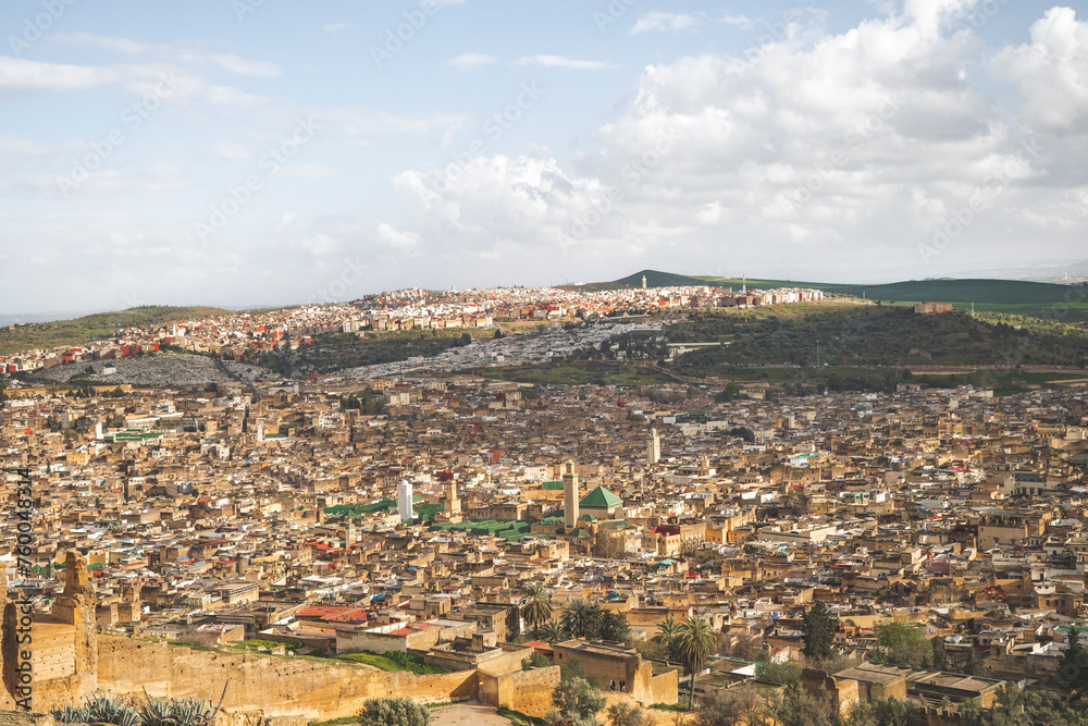 The city of Fez from the Marinids tombs, Morocco