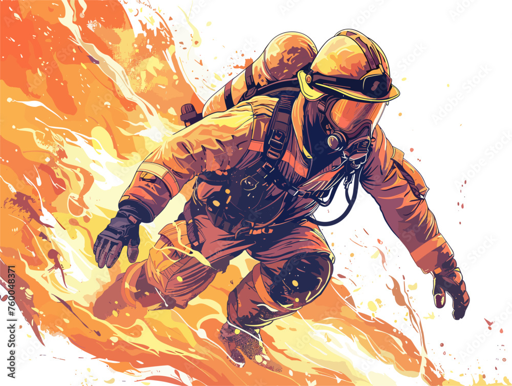  A firefighter battles a blaze their gear heavy and the heat intense but their dedication unwavering in protecting lives and property. 