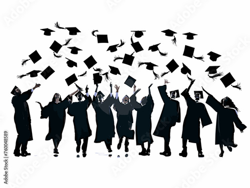  A group of graduates toss their caps symbolizing the end of one chapter and the beginning of countless new possibilities. 