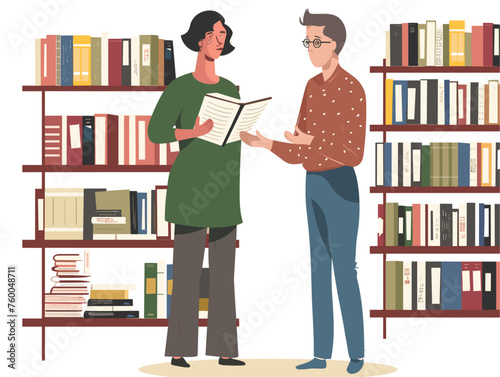  A librarian assists a visually impaired visitor guiding them to braille books and other accessible resources. 